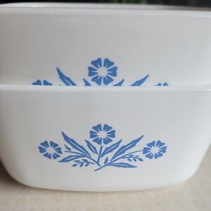 Two Vintage Corning Ware Blue Cornflower Casserole 22oz  P-43-B Made In USA